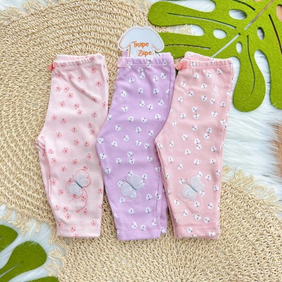 Kit 3 Calças - Borboleta e Borboletinhas - Rosa, Rose e Lilás